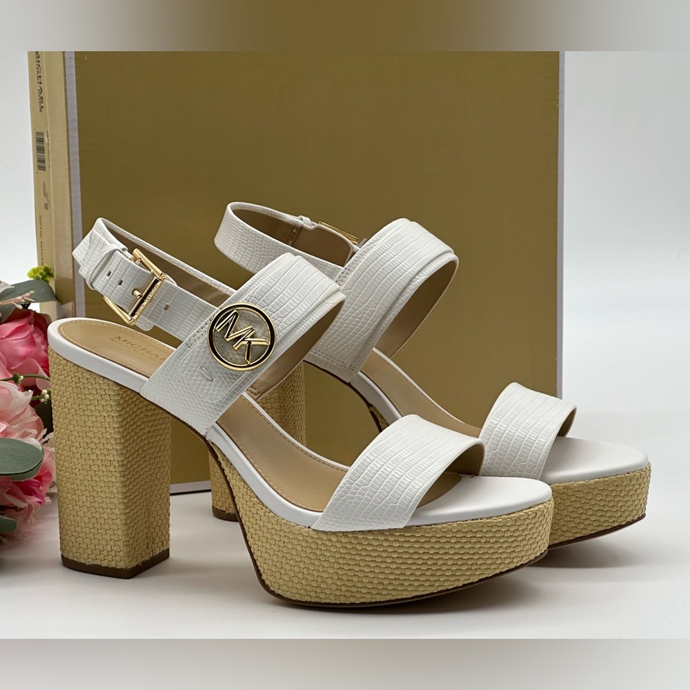 Michael Kors Lizard Embossed Platform Sandal NIB